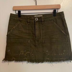 Free People Green Military Style Mini Skirt